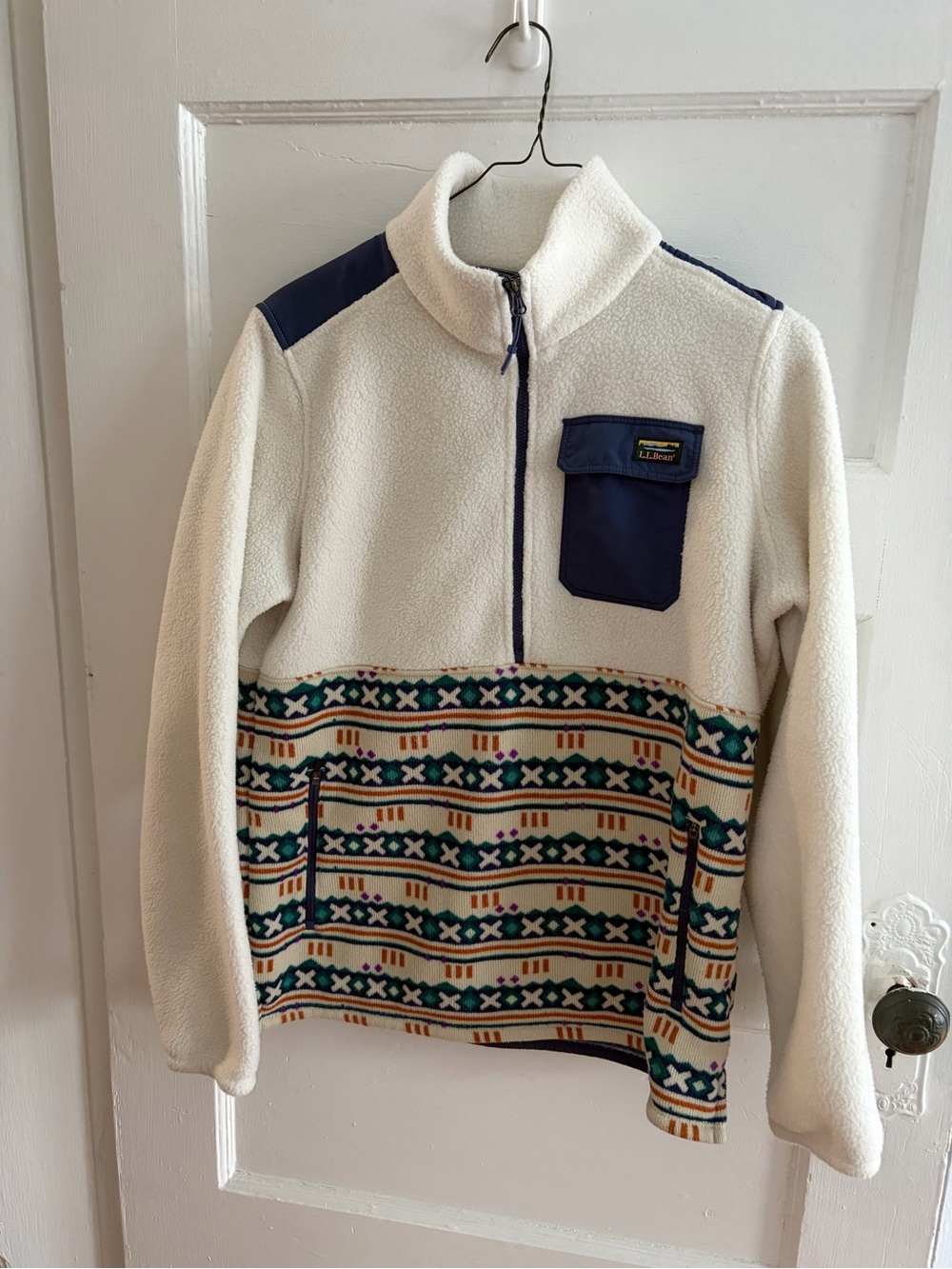 L.L. Bean Cream Quarter-Zip Pullover Fleece